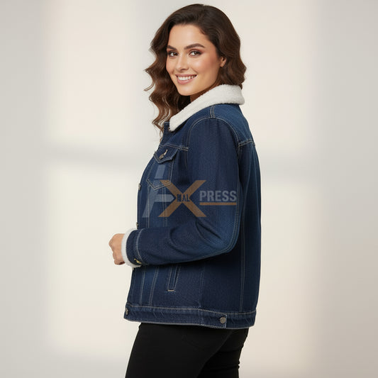 Fur-Collar Winter Denim Jacket