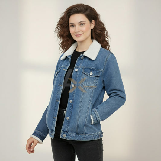 Fur-Collar Winter Denim Jacket