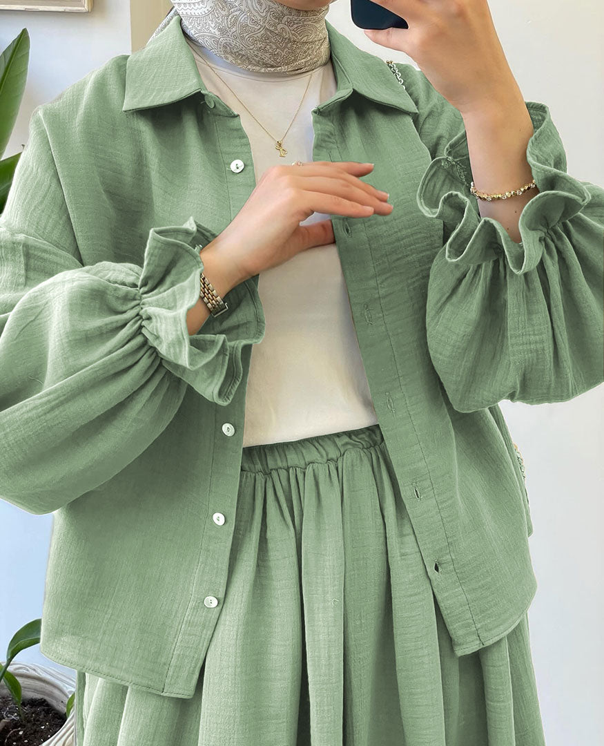 Muslin-Feel Georgette 2-Piece Outfit – Soft, Flowy & Chic