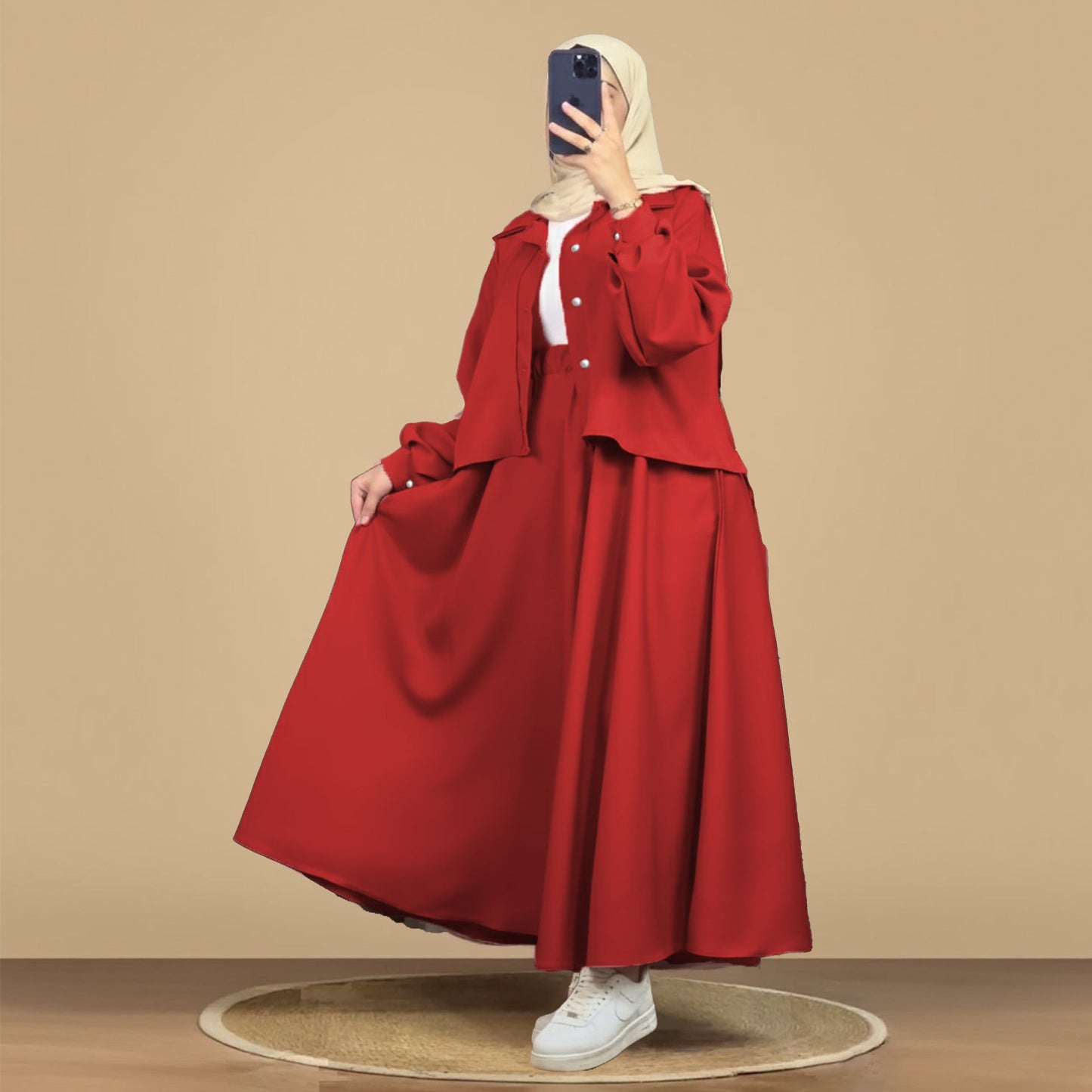 Luxe Mint Korean Georgette Dress With Inner