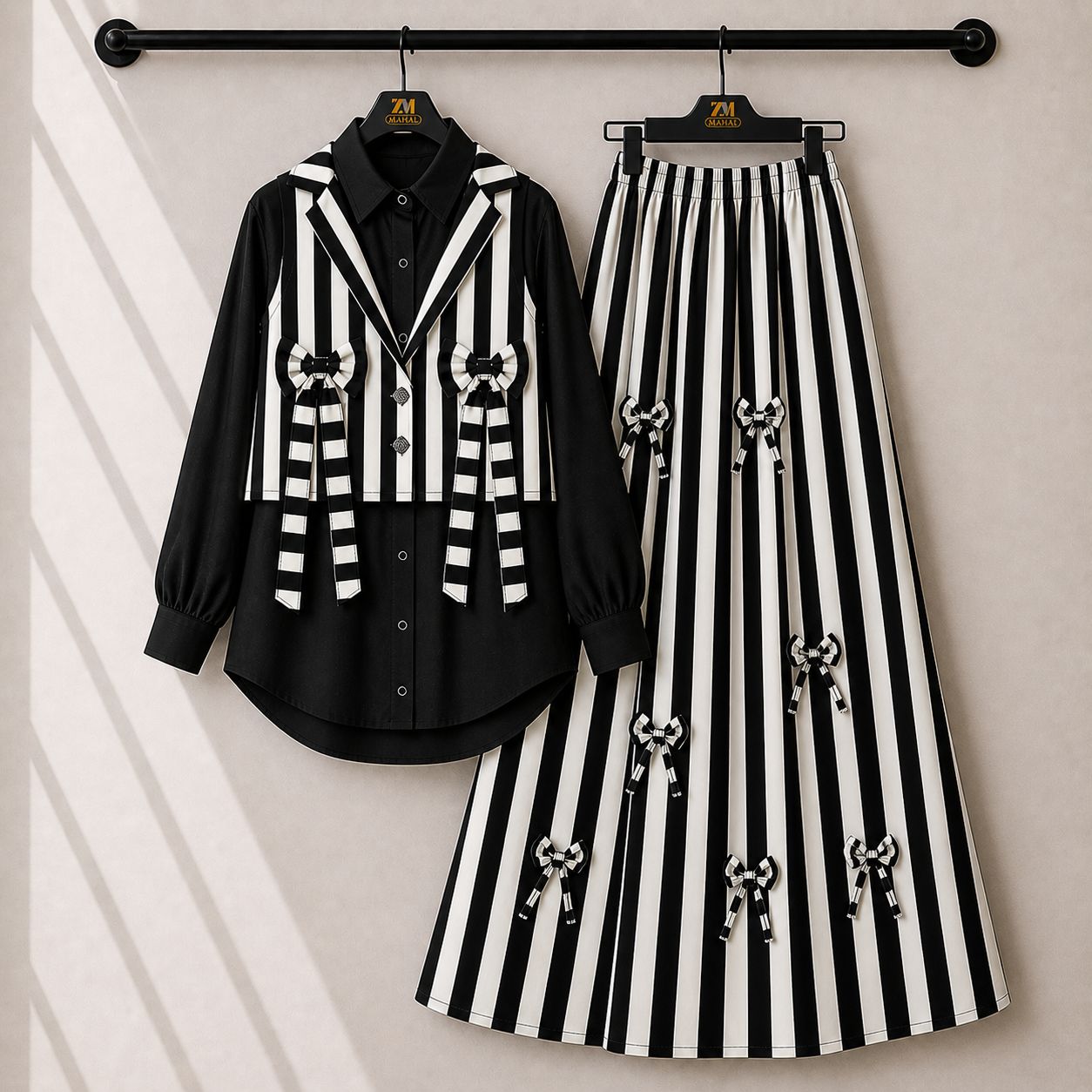 Urban Stripe Skirt Set 3-Piece