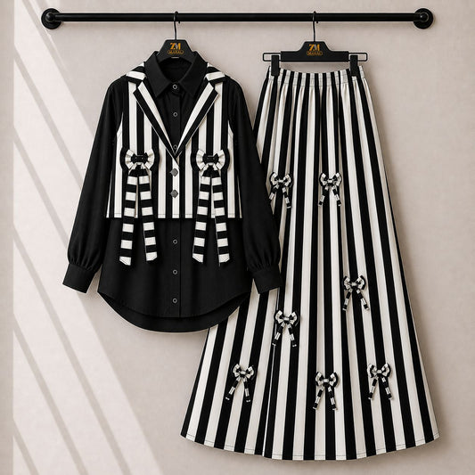 Urban Stripe Skirt Set 3-Piece