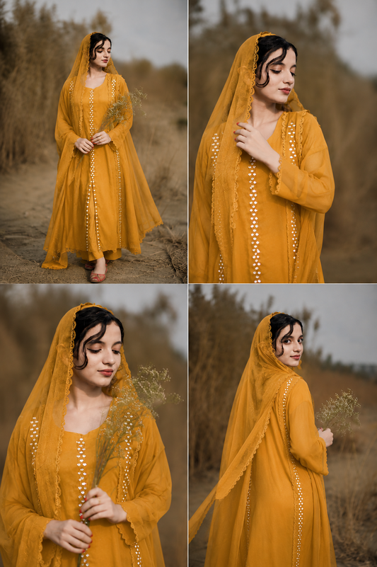 Luxury Mirror Work Three-Piece Ensemble