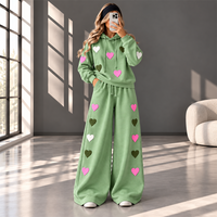 Love Hearts Baggy Hoodie & Wide Leg Flapper 2 Piece Set