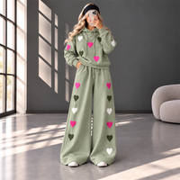 Love Hearts Baggy Hoodie & Wide Leg Flapper 2 Piece Set