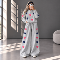 Love Hearts Baggy Hoodie & Wide Leg Flapper 2 Piece Set