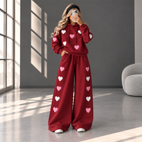 Love Hearts Baggy Hoodie & Wide Leg Flapper 2 Piece Set