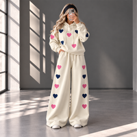 Love Hearts Baggy Hoodie & Wide Leg Flapper 2 Piece Set