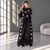 Love Hearts Baggy Hoodie & Wide Leg Flapper 2 Piece Set