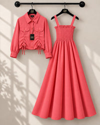 Turkish Ruched Jacket Maxi Set | ZM-003