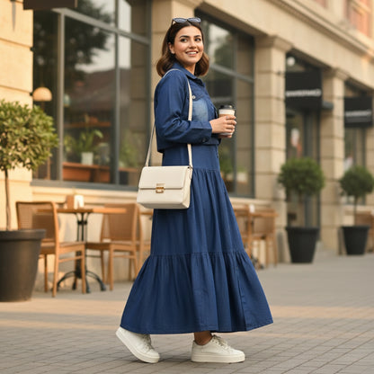 Denim Two-Piece Frock and Coat Set