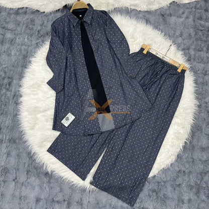 3-Piece Denim Co-Ord Set with Jersey Inner