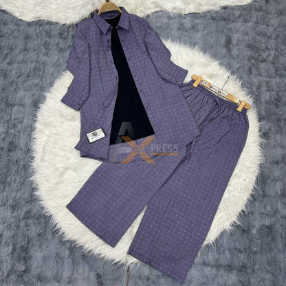 3-Piece Denim Co-Ord Set with Jersey Inner