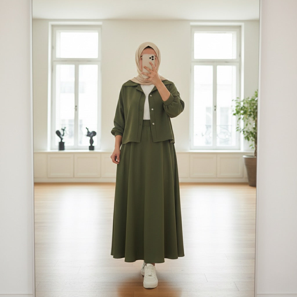 Luxe Mint Korean Georgette Dress With Inner