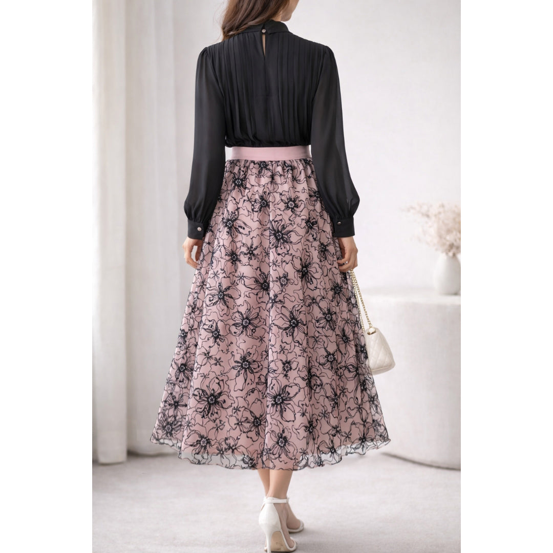 Velvet Imbose Skirt with Georgette Top