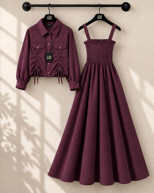 Turkish Ruched Jacket Maxi Set | ZM-003
