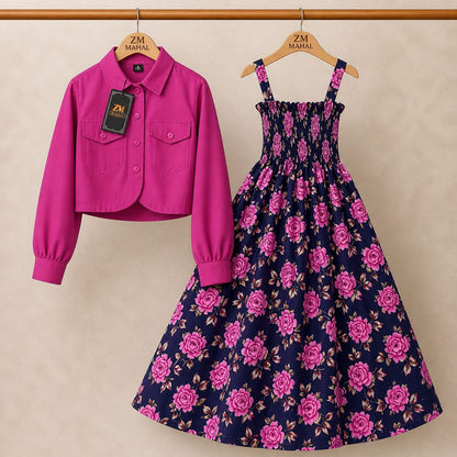 Floral Maxi Dress Set for Women – Turkish Style Smokie Maxi with Jacket