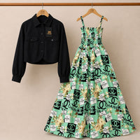 Floral Maxi Dress Set for Women – Turkish Style Smokie Maxi with Jacket