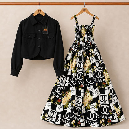 Floral Maxi Dress Set for Women – Turkish Style Smokie Maxi with Jacket