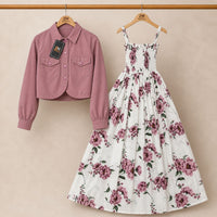 Floral Maxi Dress Set for Women – Turkish Style Smokie Maxi with Jacket