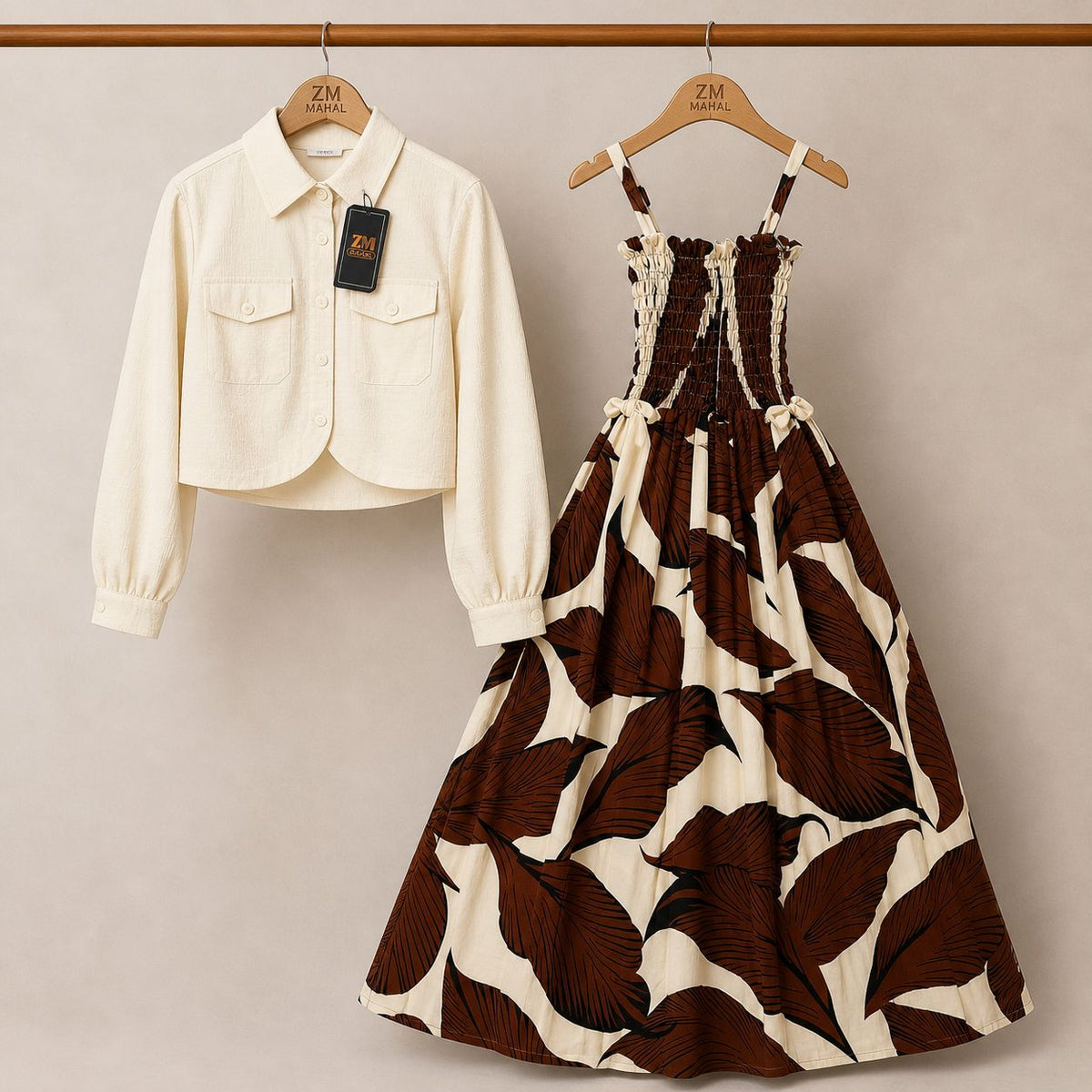 Floral Maxi Dress Set for Women – Turkish Style Smokie Maxi with Jacket