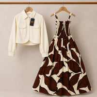 Floral Maxi Dress Set for Women – Turkish Style Smokie Maxi with Jacket