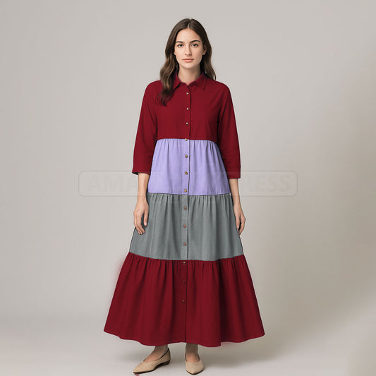 Elegant Multi Color Front Open Abaya Frock
