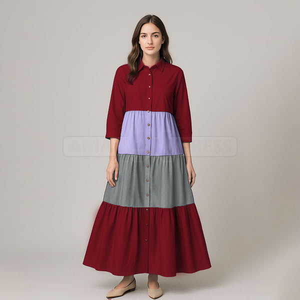 Elegant Multi Color Front Open Abaya Frock