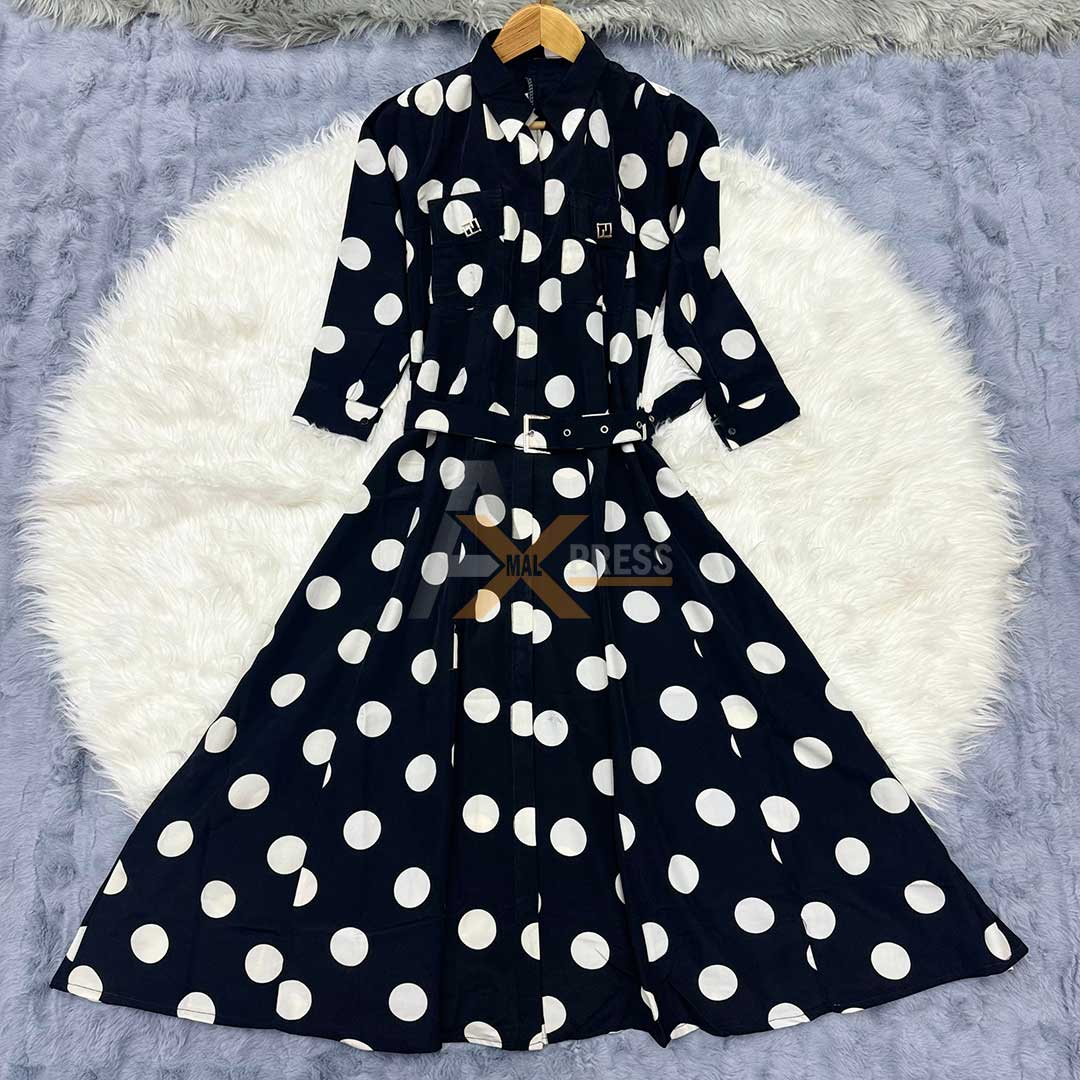 Polka Dot Georgette Shirt Dress – Trendy, Elegant, & Comfortable