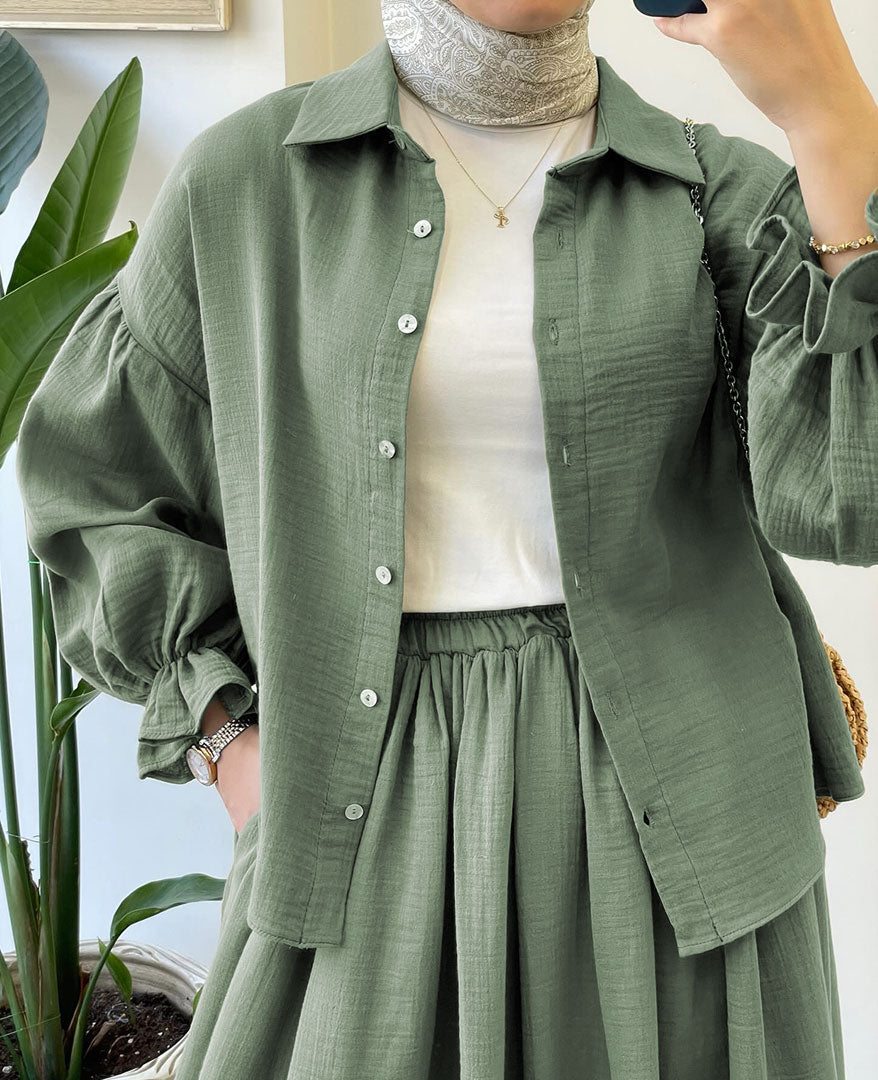 Muslin-Feel Georgette 2-Piece Outfit – Soft, Flowy & Chic