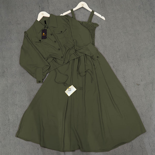Chic 2-Piece Layered Dress with Adjustable Ribbon Style