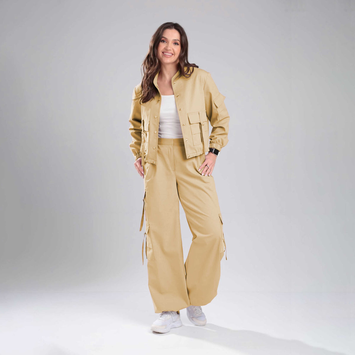Women’s Cargo Jacket & Wide-Leg Pants Co-ord Set