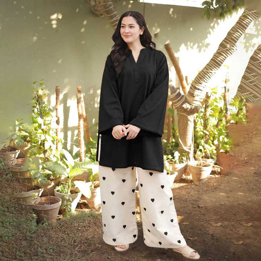 Heart Embroidered Khaddar 2-Piece Set
