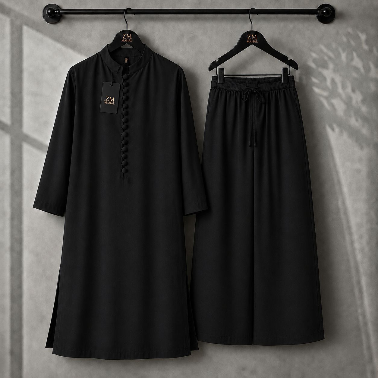 Women's Modest Kurta & Wide-Leg Trouser 2-Piece Set ZM-021