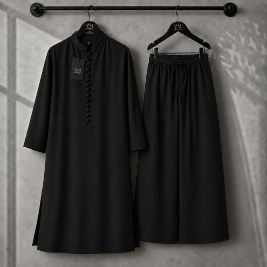 Women's Modest Kurta & Wide-Leg Trouser 2-Piece Set ZM-021