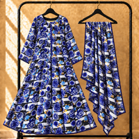 Bonanza Style 2 Piece Floral Frock with Dupatta