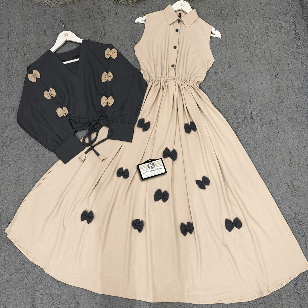 Classic Wine Bow Embellished Maxi – 2-Piece Set