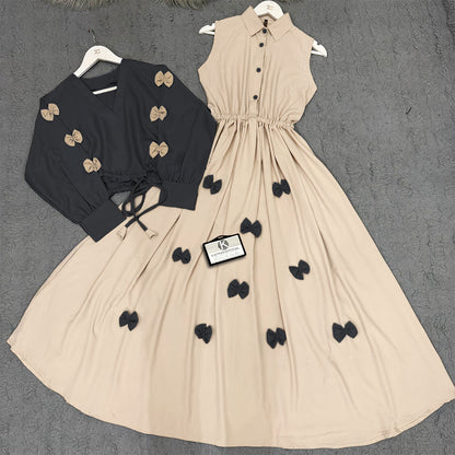 Classic Wine Bow Embellished Maxi – 2-Piece Set