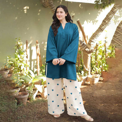 Heart Embroidered Khaddar 2-Piece Set