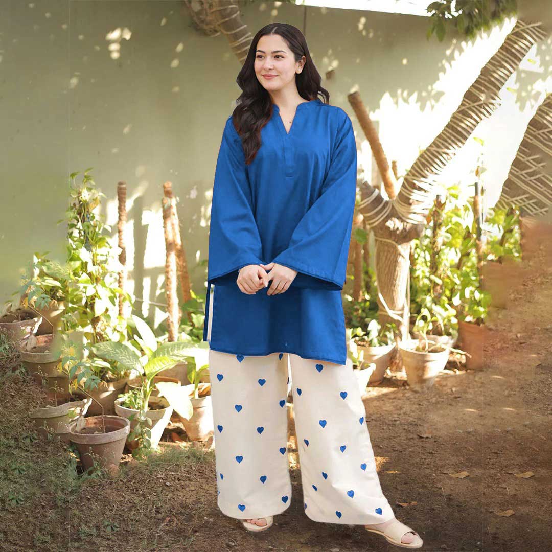 Heart Embroidered Khaddar 2-Piece Set