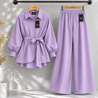 Belted Shirt & Wide Leg Trouser Co-Ord Set