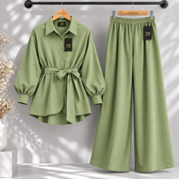 Belted Shirt & Wide Leg Trouser Co-Ord Set