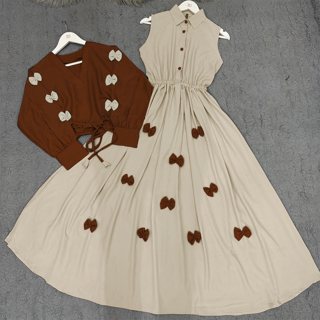 Classic Wine Bow Embellished Maxi – 2-Piece Set