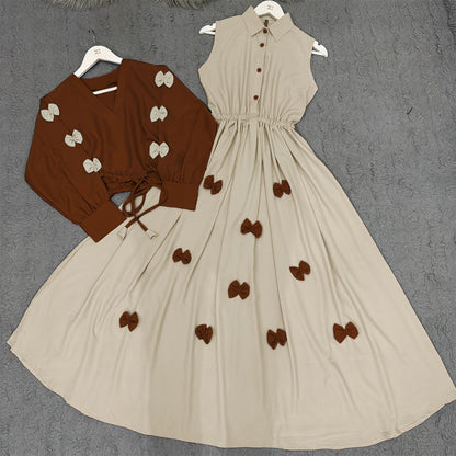 Classic Wine Bow Embellished Maxi – 2-Piece Set