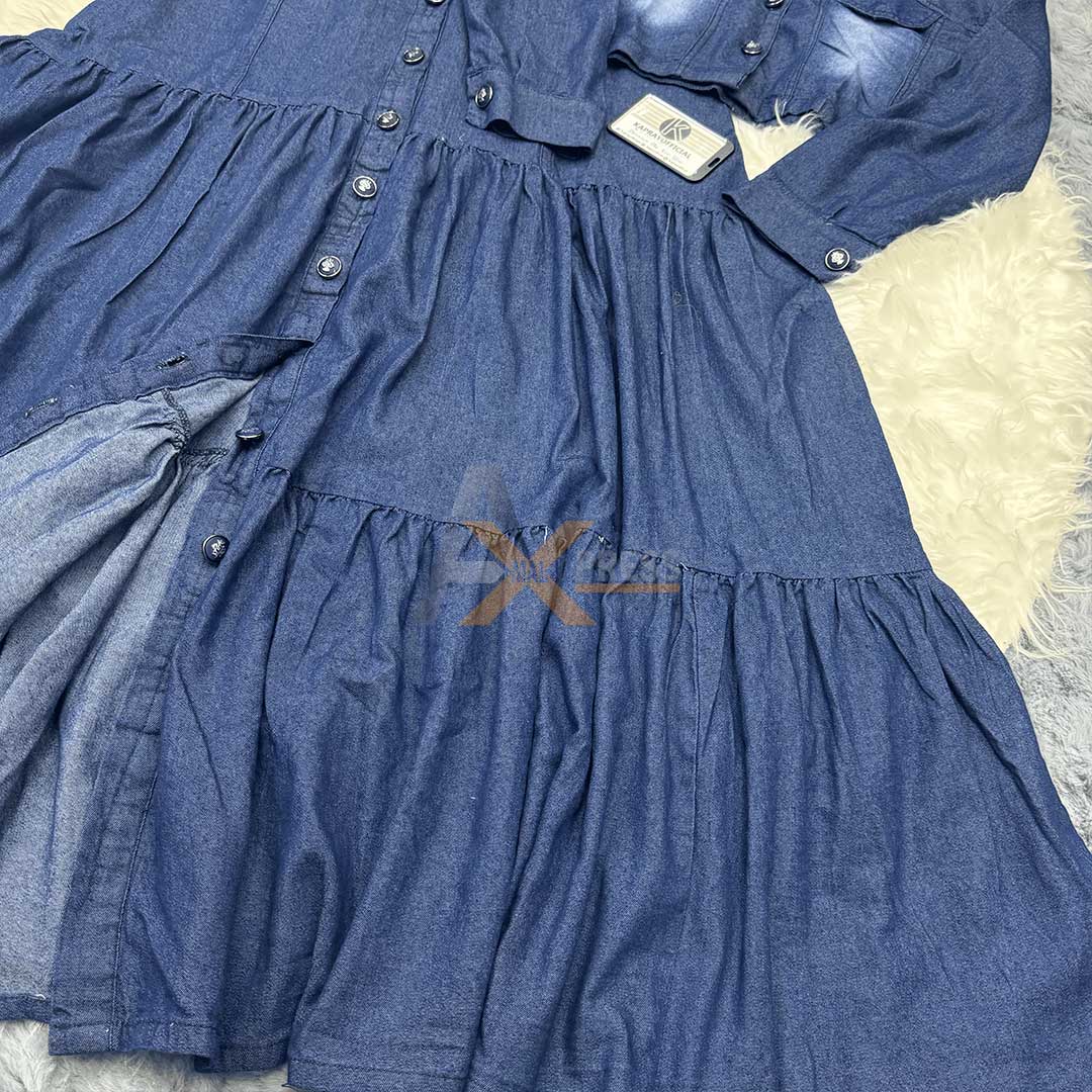 Denim Two-Piece Frock and Coat Set