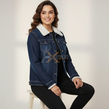Fur-Collar Winter Denim Jacket