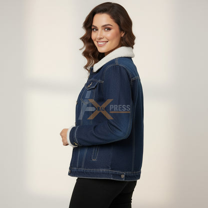 Fur-Collar Winter Denim Jacket