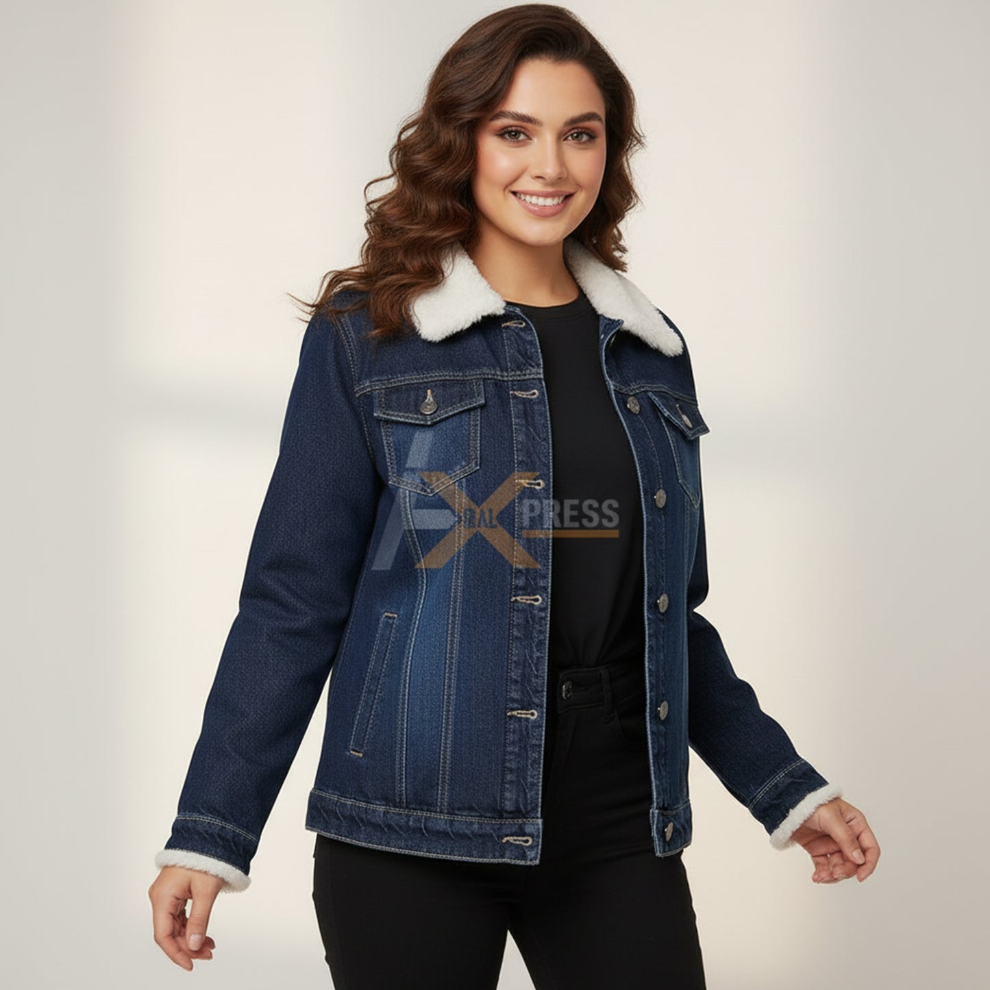 Fur-Collar Winter Denim Jacket