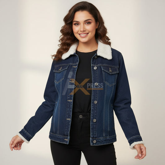 Fur-Collar Winter Denim Jacket