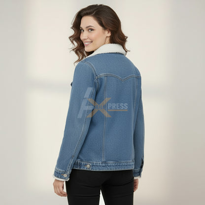 Fur-Collar Winter Denim Jacket